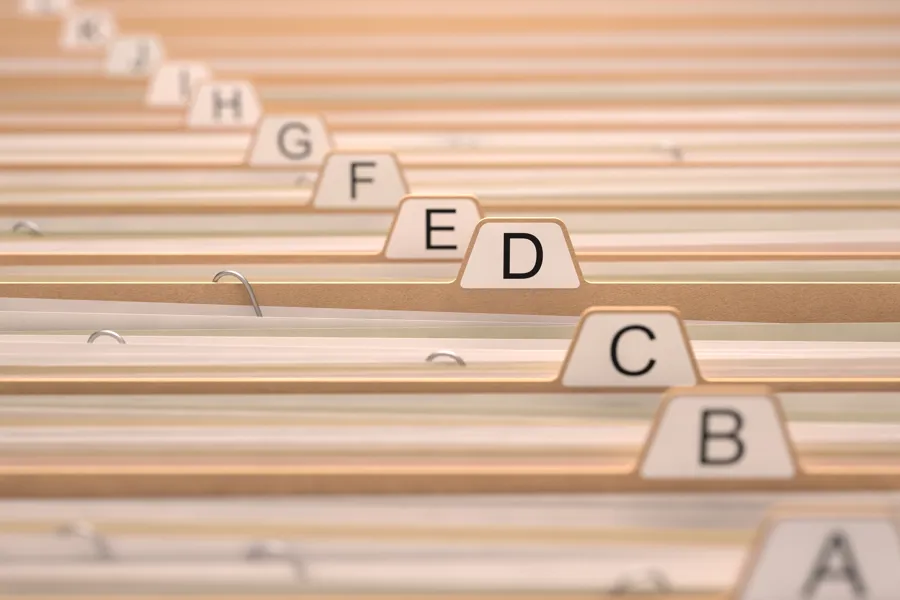 filer i alfabetisk rekkefølge